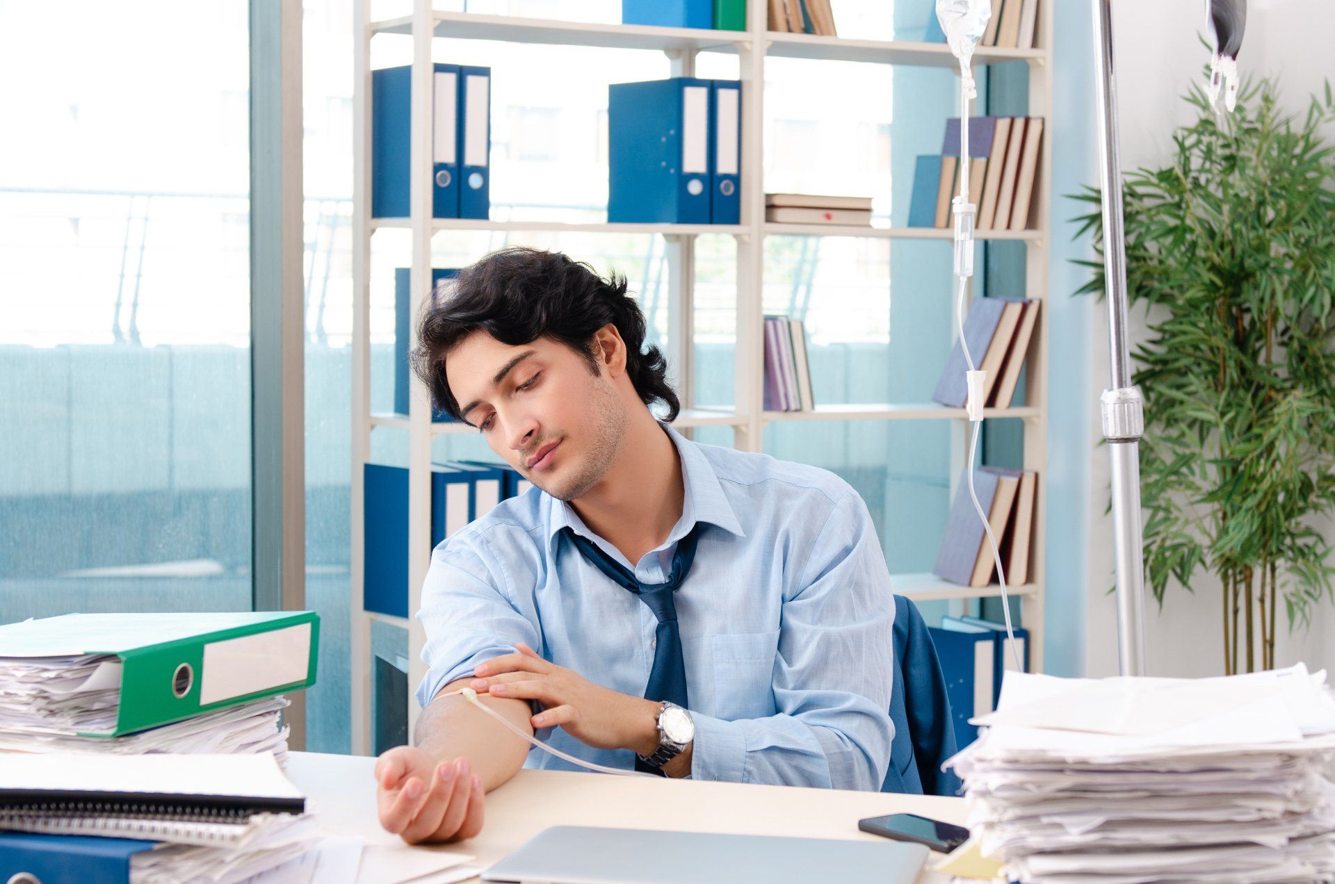 a nurse checking on a patient