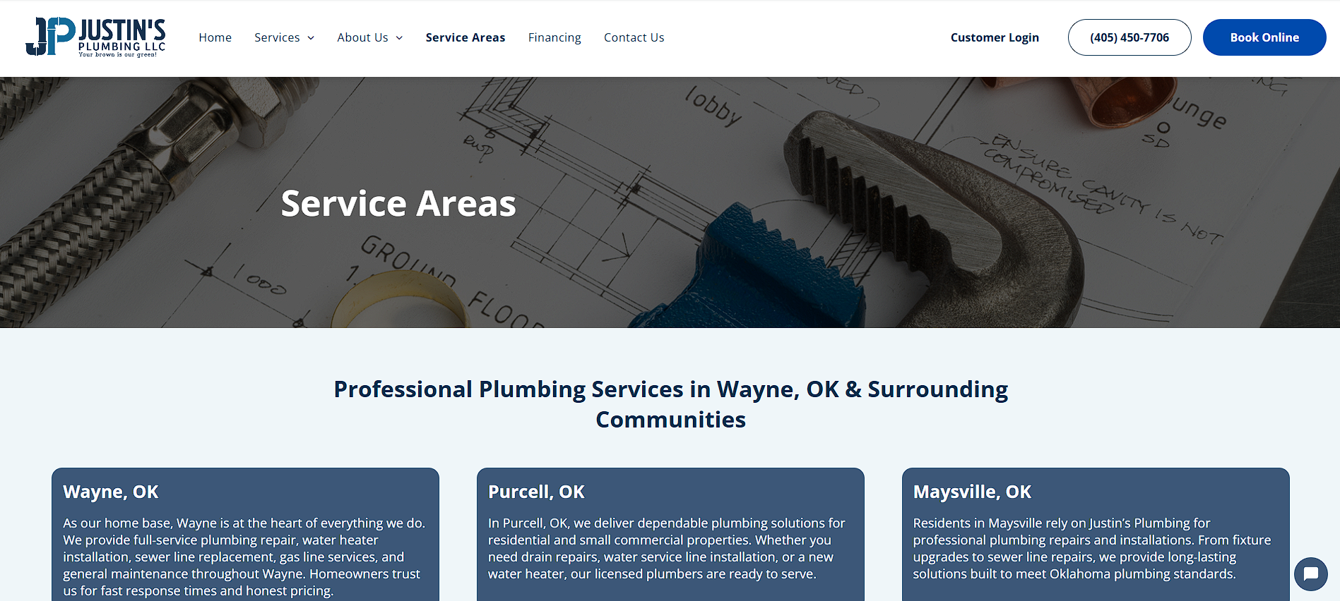 Service Areas | Wayne, OK | Justin's Plumbing LLC