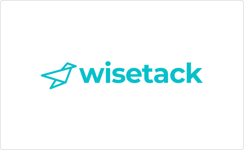 Wiseteck logo with turquoise paper airplane and text.