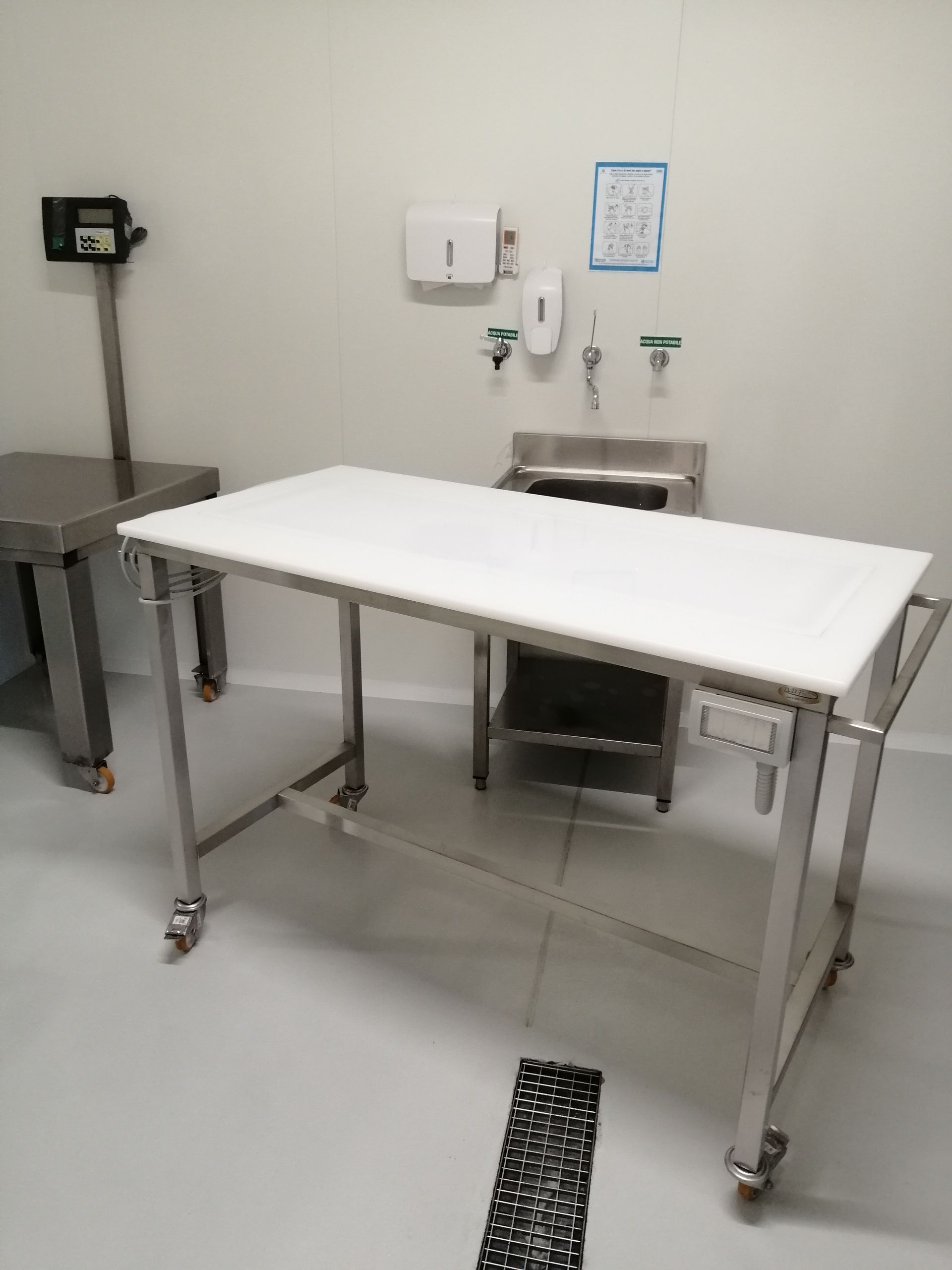 Tavolo luminoso per la lavorazione  del pesce