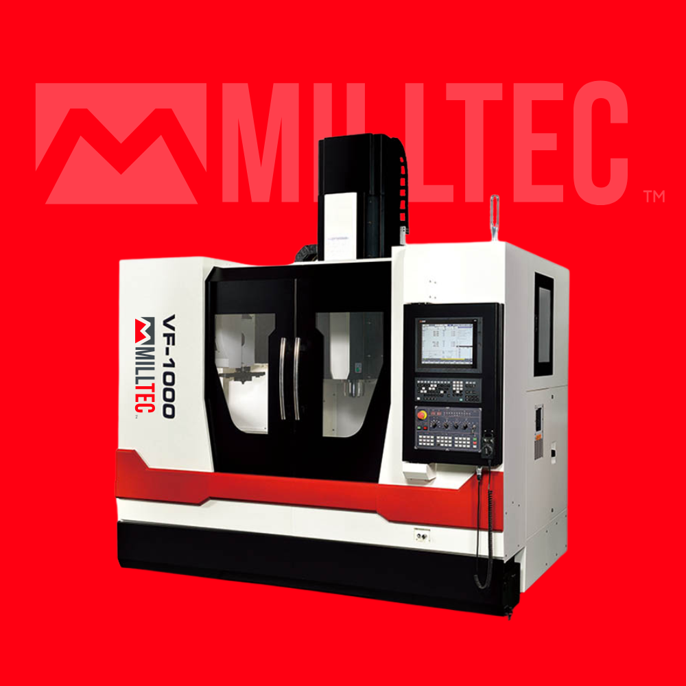 A milltec machine is on a red background