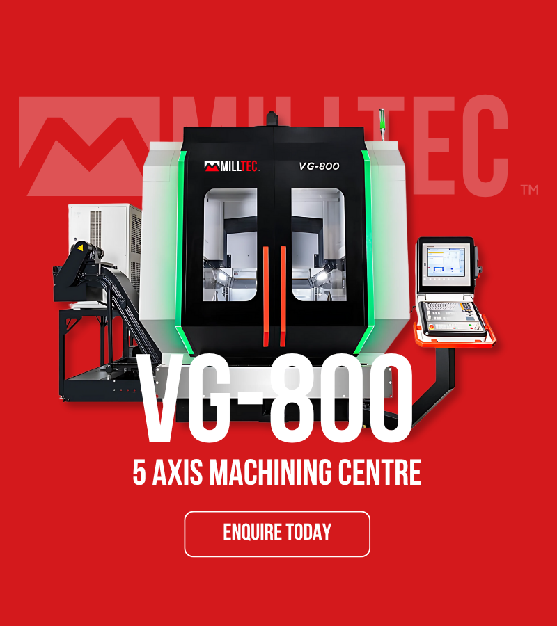 An advertisement for a vg-800 5 axis machining centre
