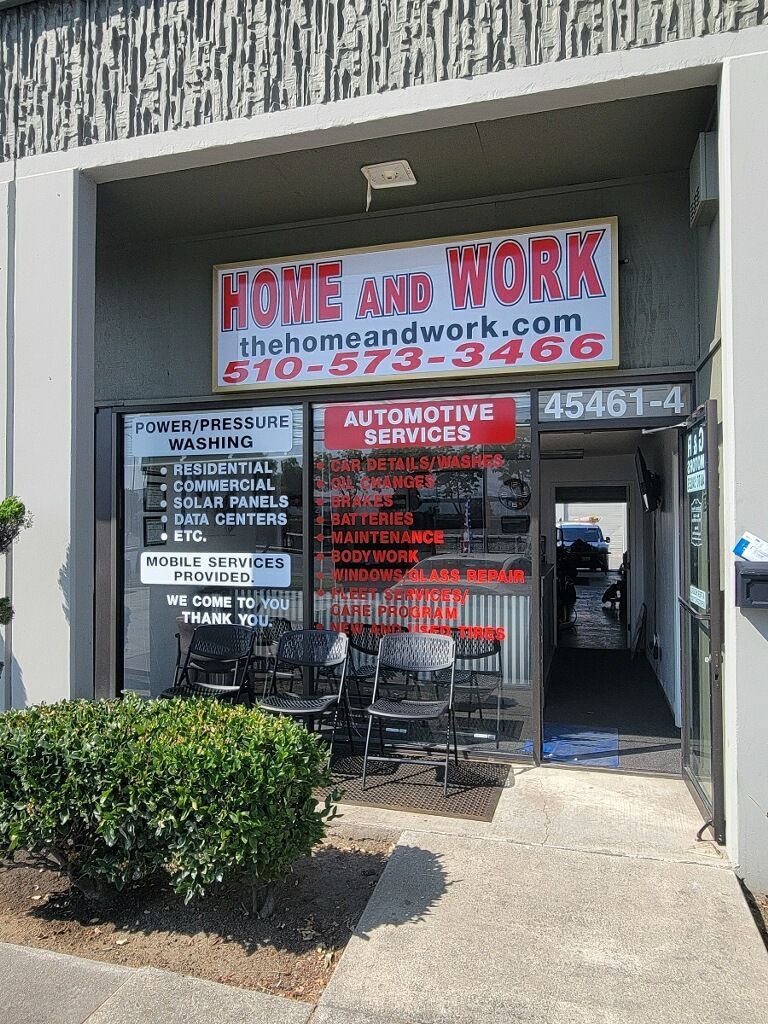 A building with a sign that says home and work