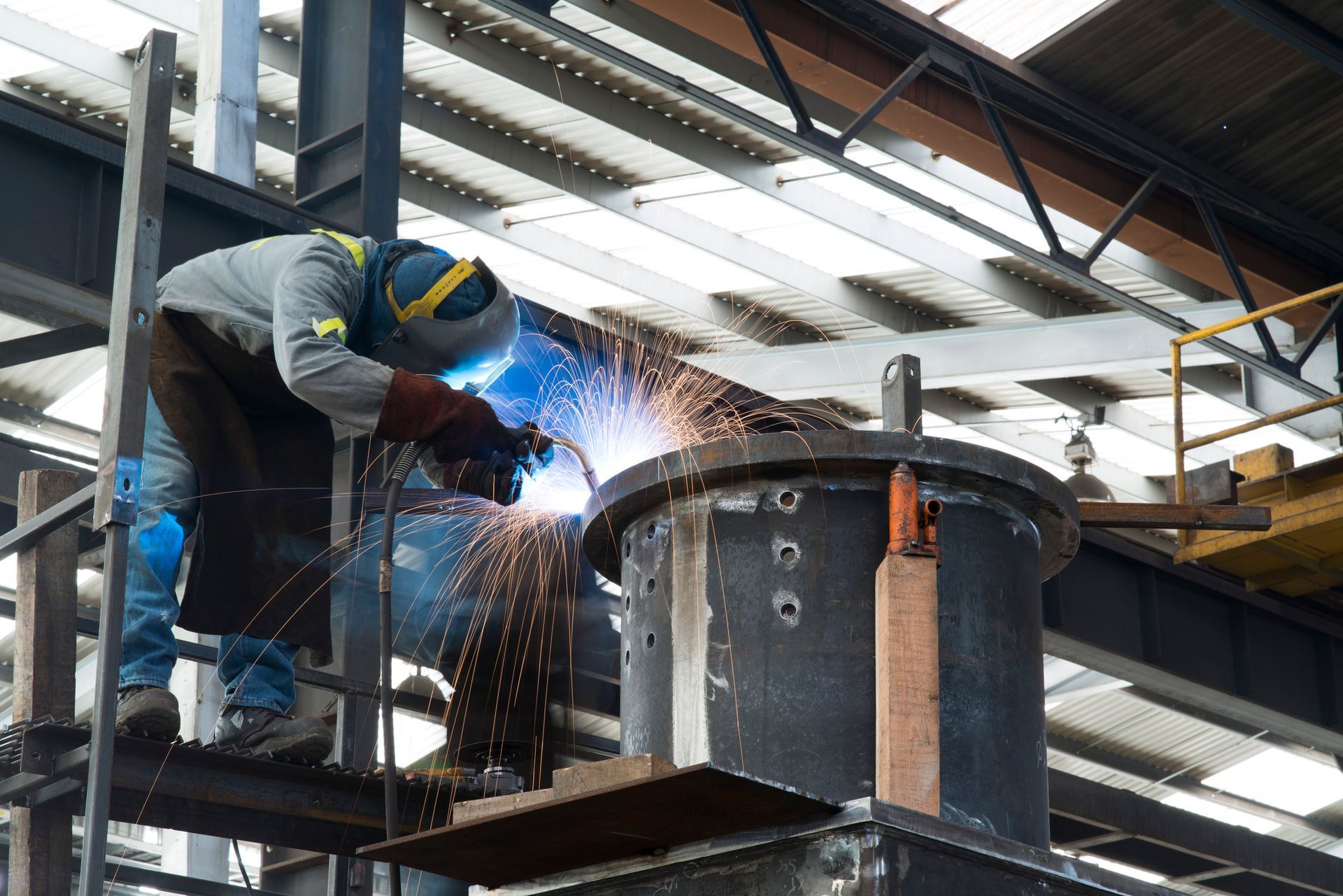 Welding and Plasma in a a metal fabricating facility.
