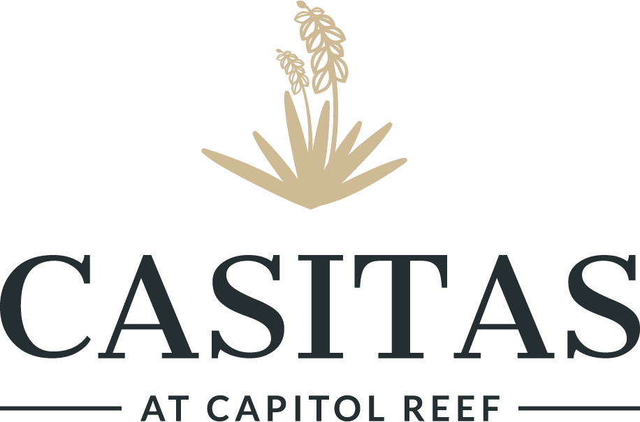 the logo for casitas at capitol reef has a tequila plant on it .