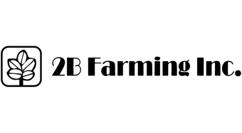 A black and white logo for 2b farming inc.