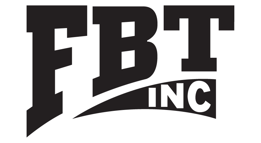 A black and white logo for a company called fbt inc.