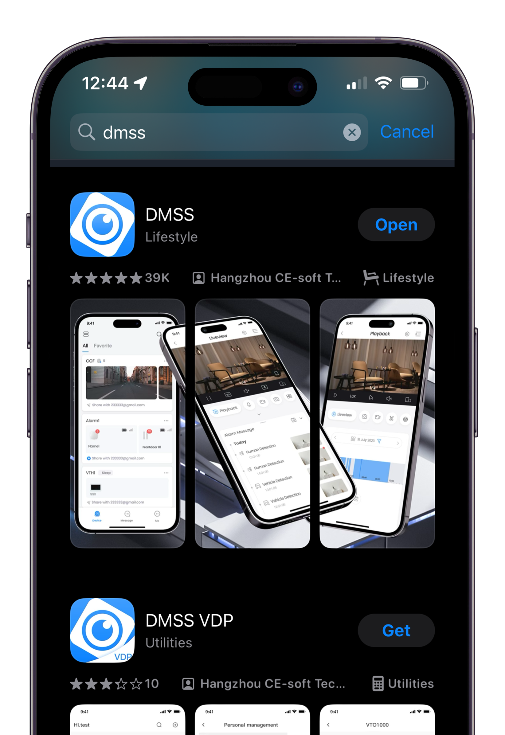 A phone with a screenshot of the security app on it.