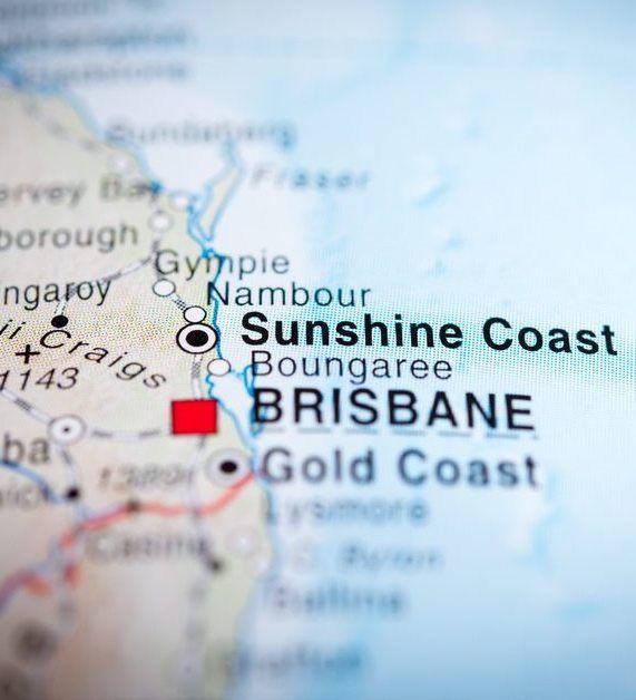 Map focussed on Sunshine Coast and Brisbane — Town Planning Sunshine Coast, QLD