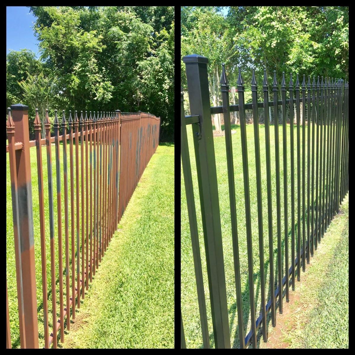 Before and After Restoration of Iron Fence — Pearland, TX — Fence Keeper