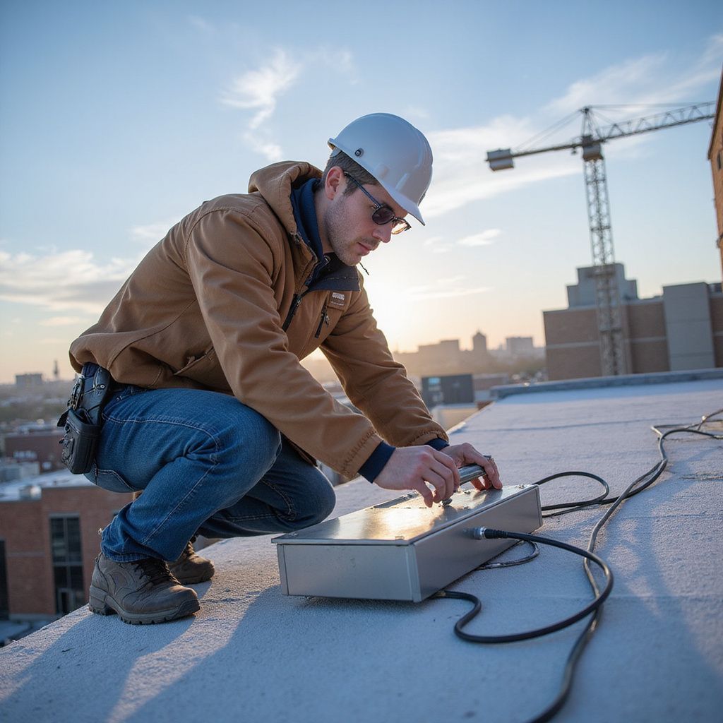 Electrician working on a roof