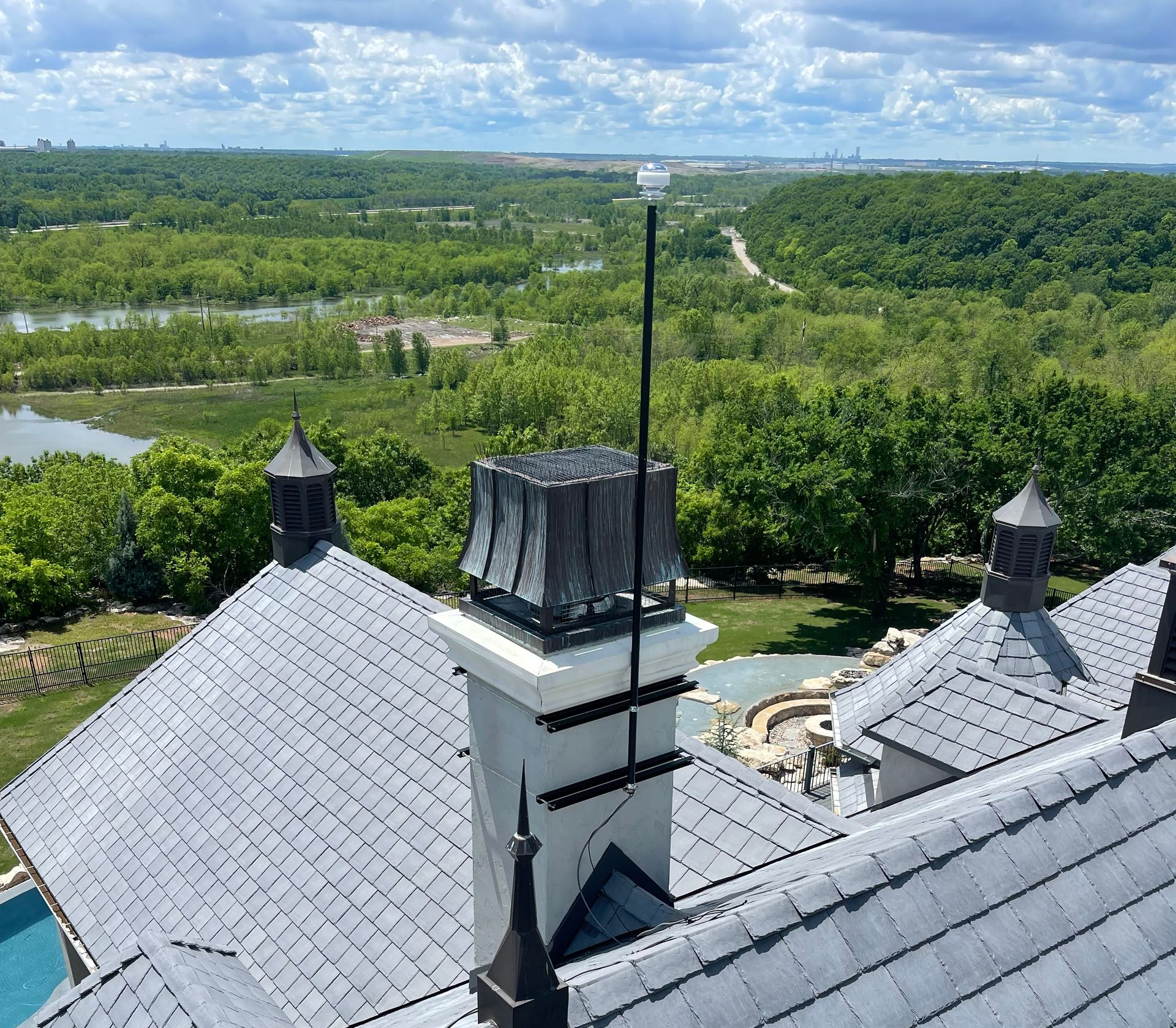 CMCE System installed on the chimney of a luxury home