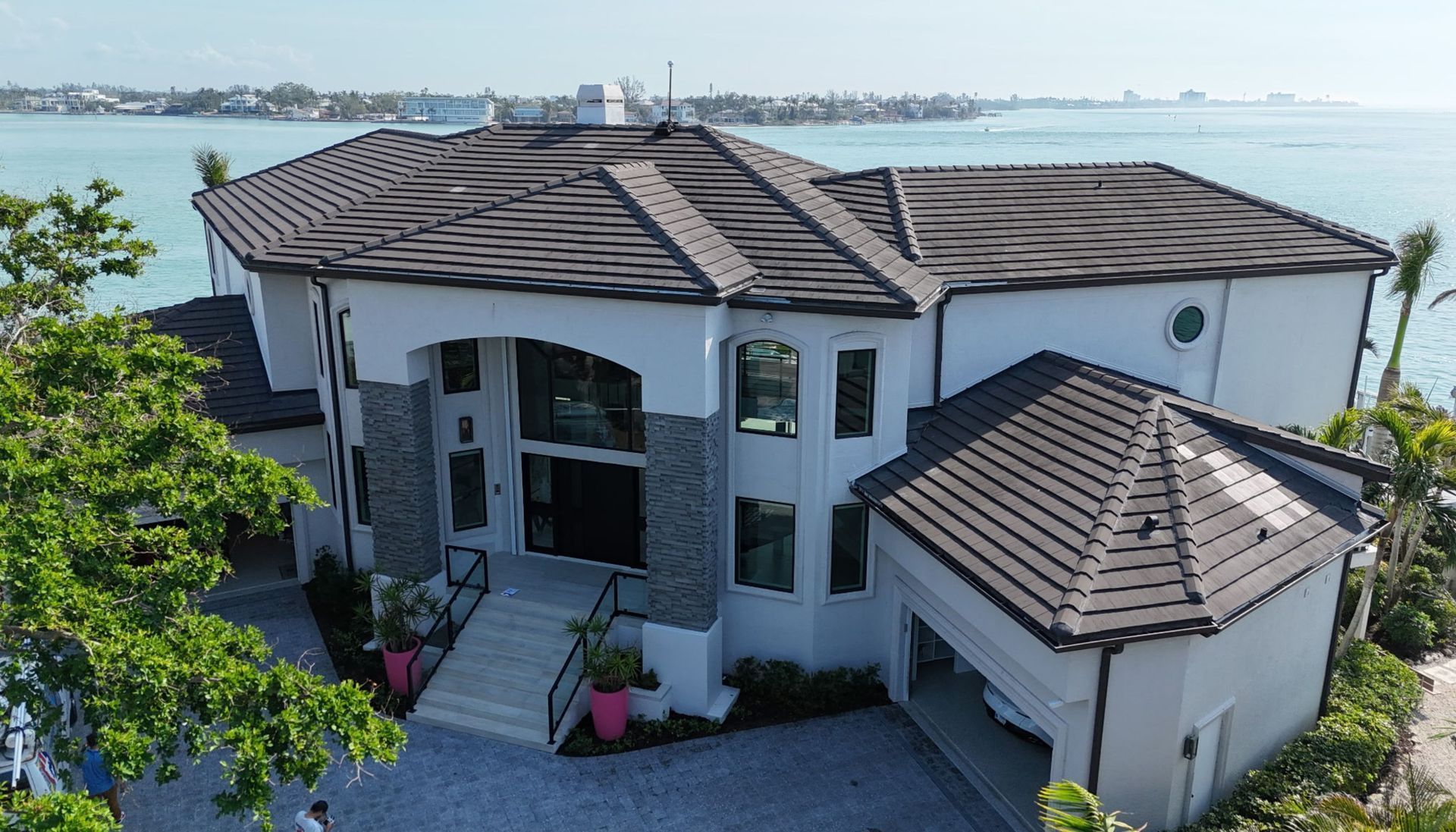 CMCE system installed on the roof of a luxury oceanfront home