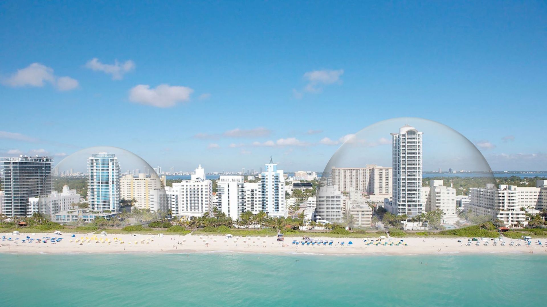 Visual of the dome coverage the CMCE system provides over condominiums