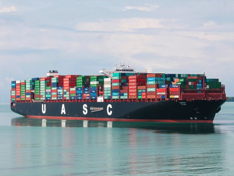Large cargo ship on the ocean