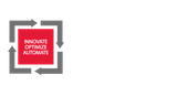 A red square with arrows around it that says `` innovate optimize automate ''.