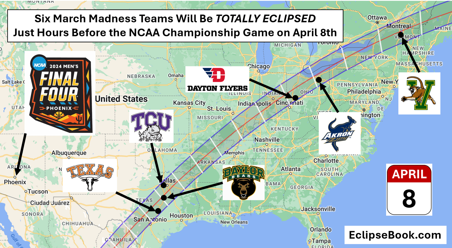 6 March Madness Teams Will Be TOTALLY ECLIPSED Just Hours Before the NCAA Championship Game April 8
