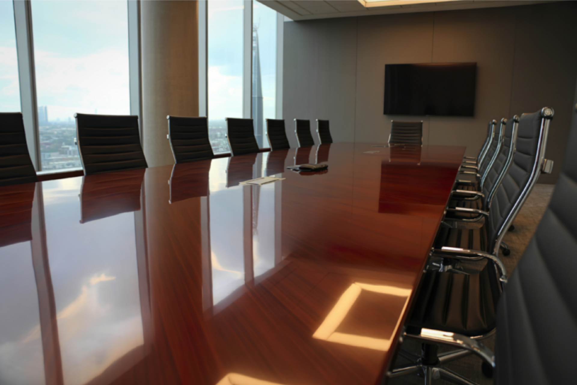 shiny conference room table