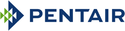 A blue and green logo for pentair with arrows pointing in opposite directions.