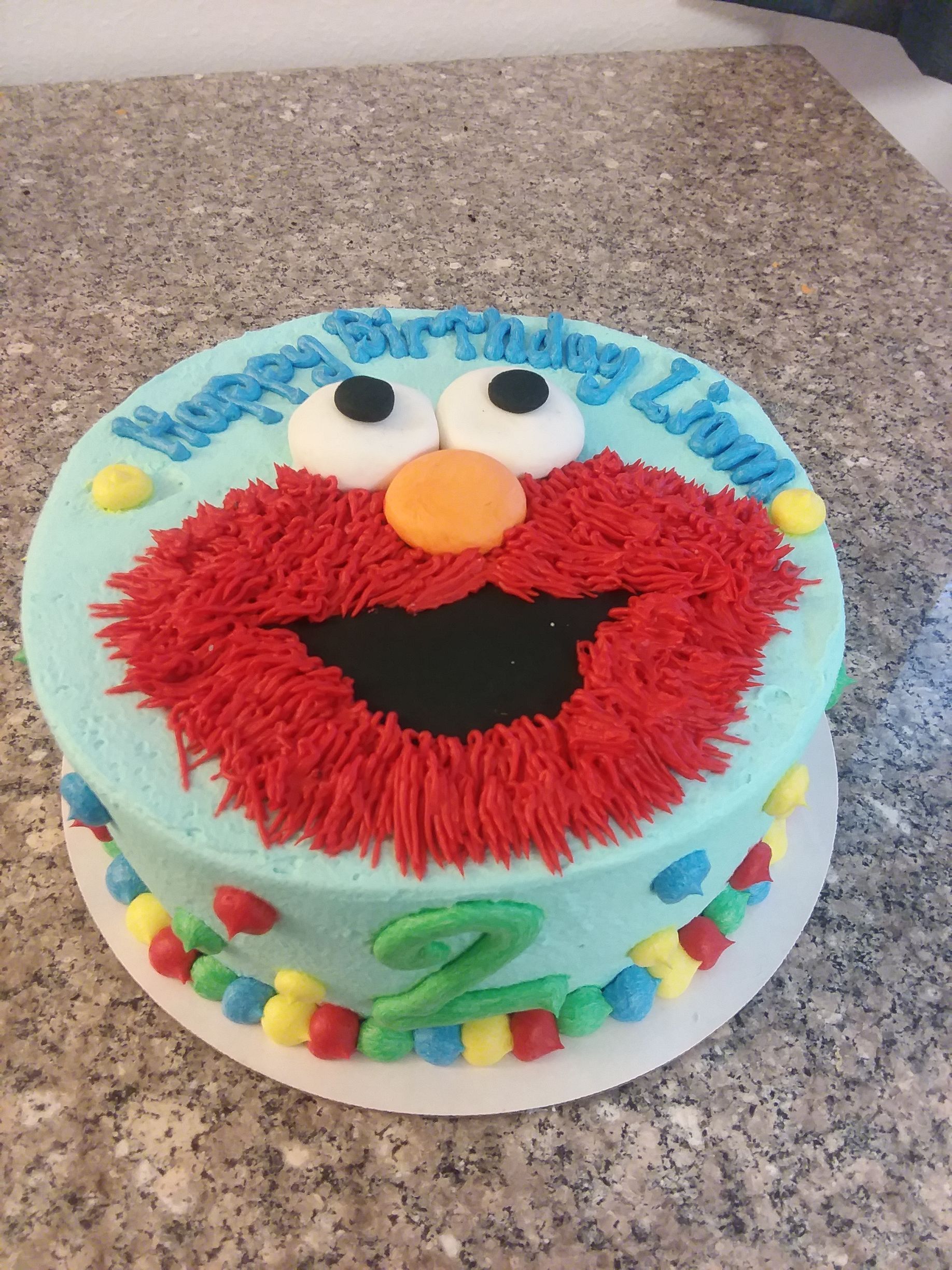 Elmo cake with the number 2 on it