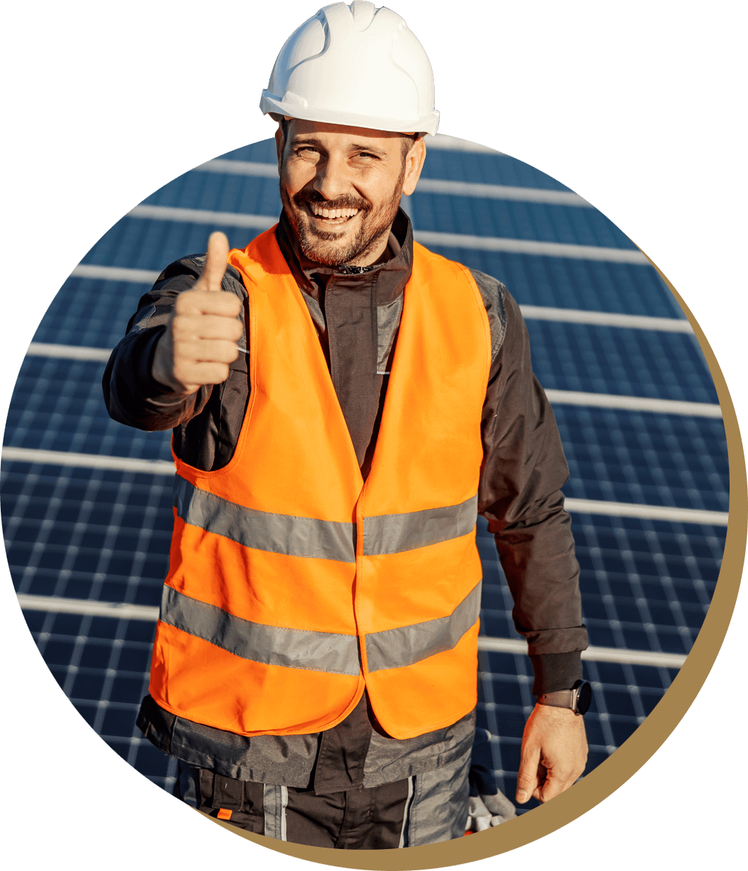 happy solar panel contractor giving thumbs up