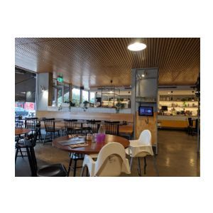 Image shows inside George Jones Eatery demonstrating the table layout.