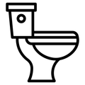 A black and white line icon of a standard flush toilet, representing plumbing repairs.