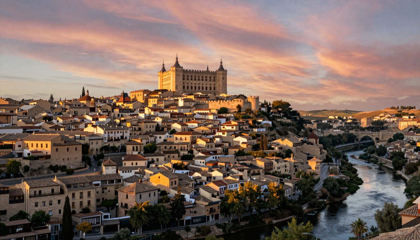 Vista panorámica de la ciudad histórica de Toledo, España.