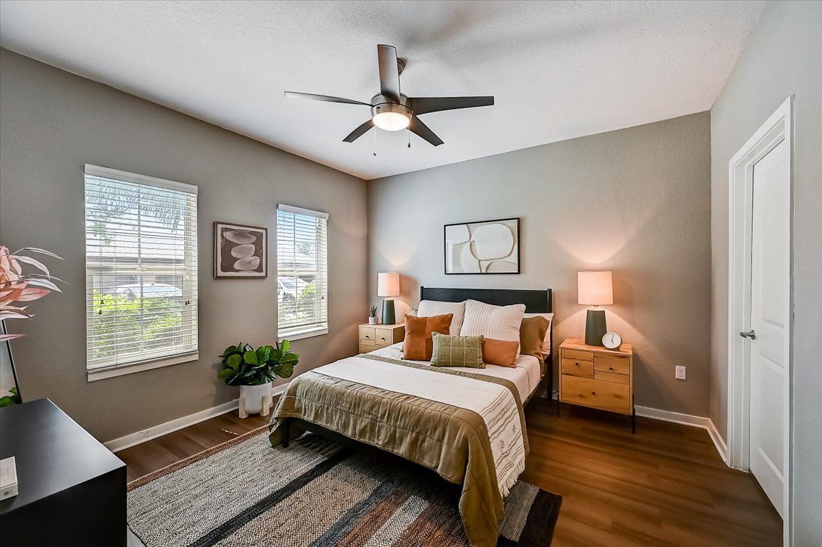 furnished bedroom of an apartment in Lakewood Ranch at Creekside Ranch