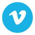 A blue circle with a white letter v inside of it