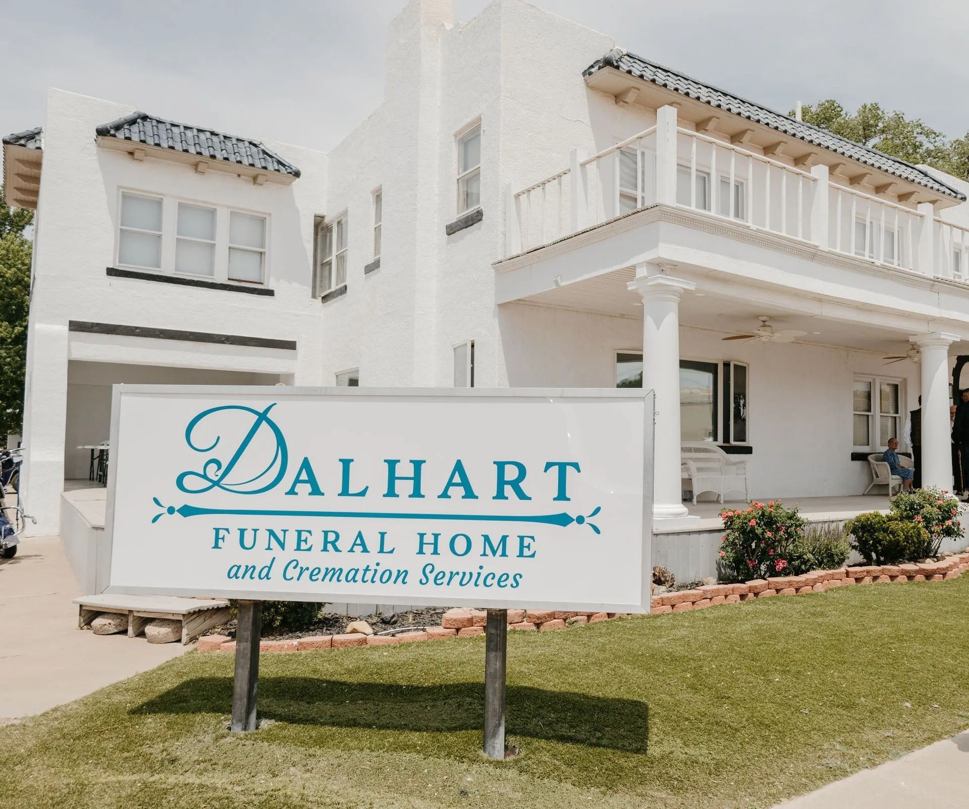 A sign for dalhart funeral home and cremation service