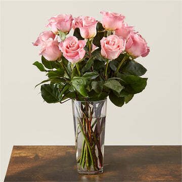 Long Stem Pink Rose Bouquet — Brooklyn, NY — Meaningful Flowers