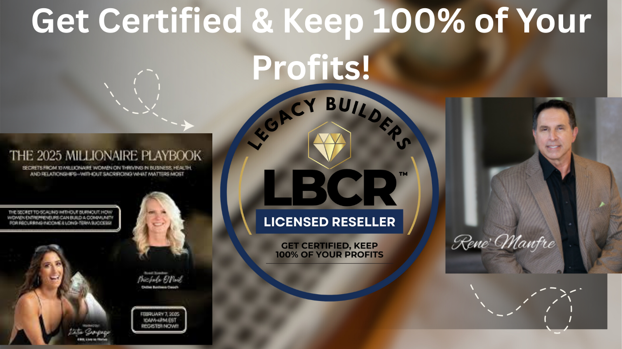 Advertisement promoting Legacy Builders' reseller certification, featuring text, logos, and three people.