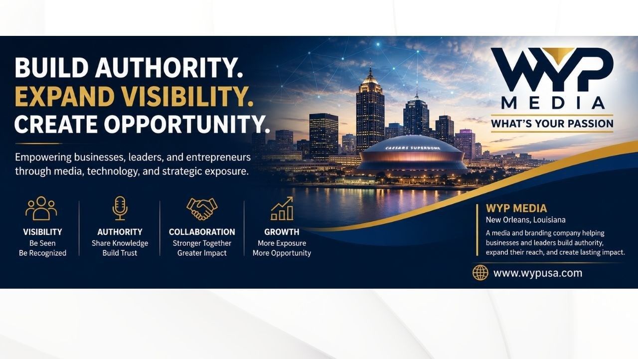 WVP Media banner: “Build authority. Expand visibility. Create opportunity.” with city skyline and contact details