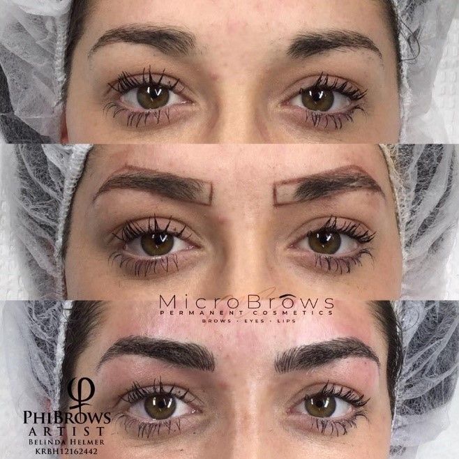 A before and after photo of a woman 's eyebrows