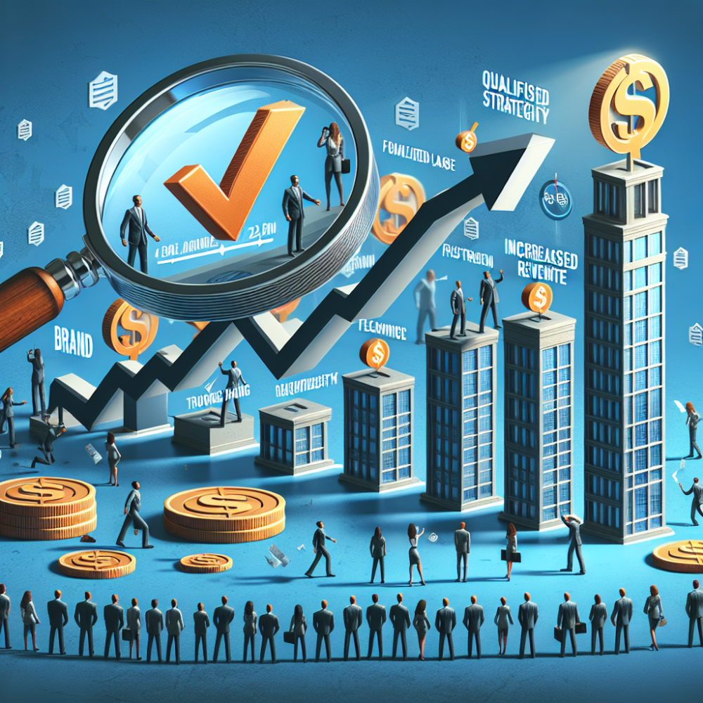 A group of people are standing around a graph with a magnifying glass.