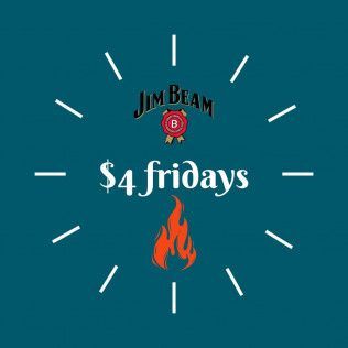 A blue background with a jim beam logo and the words $ 4 fridays