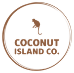 a logo for coconut island co. with a monkey on it