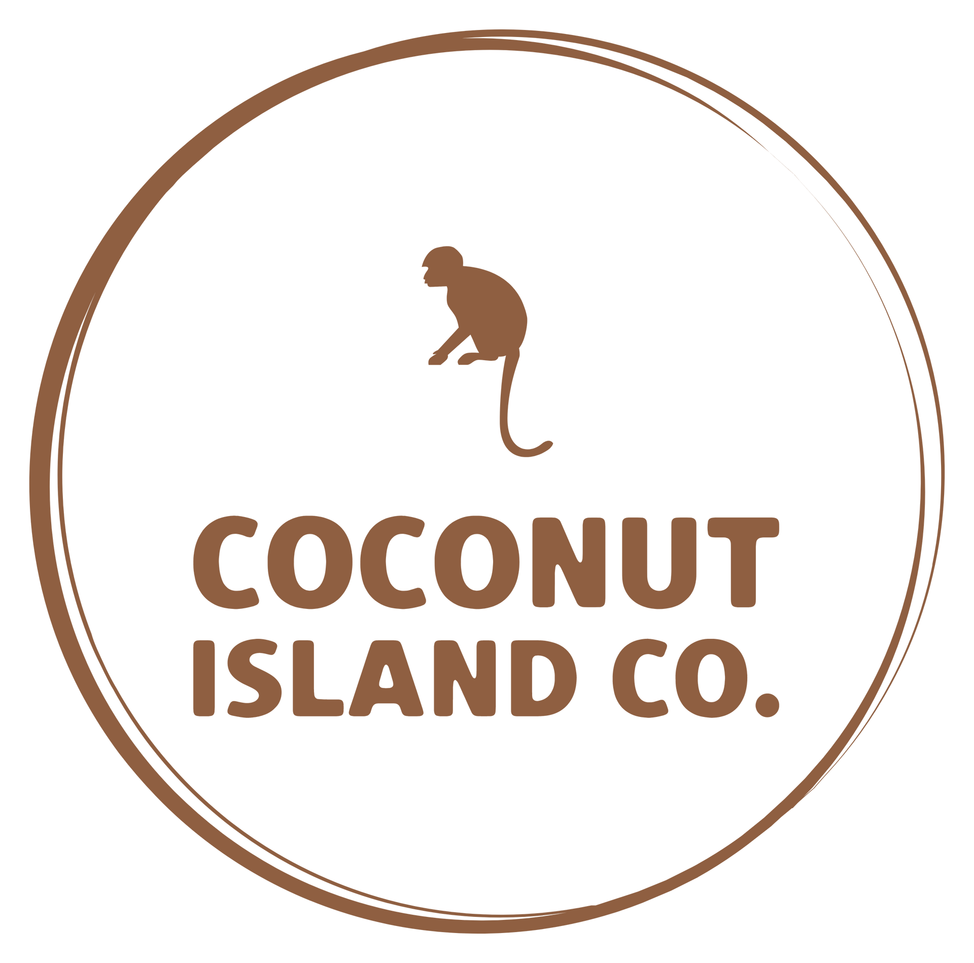 a logo for coconut island co. with a monkey on it