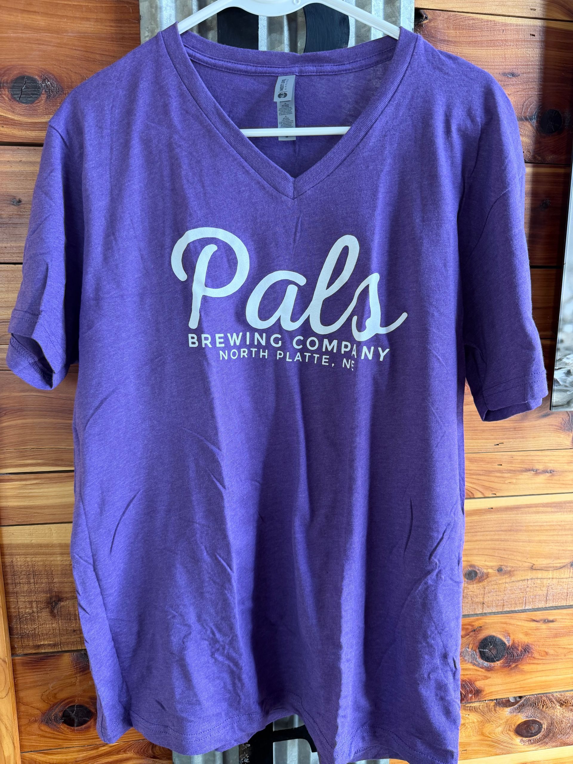 purple v-neck t-shirt