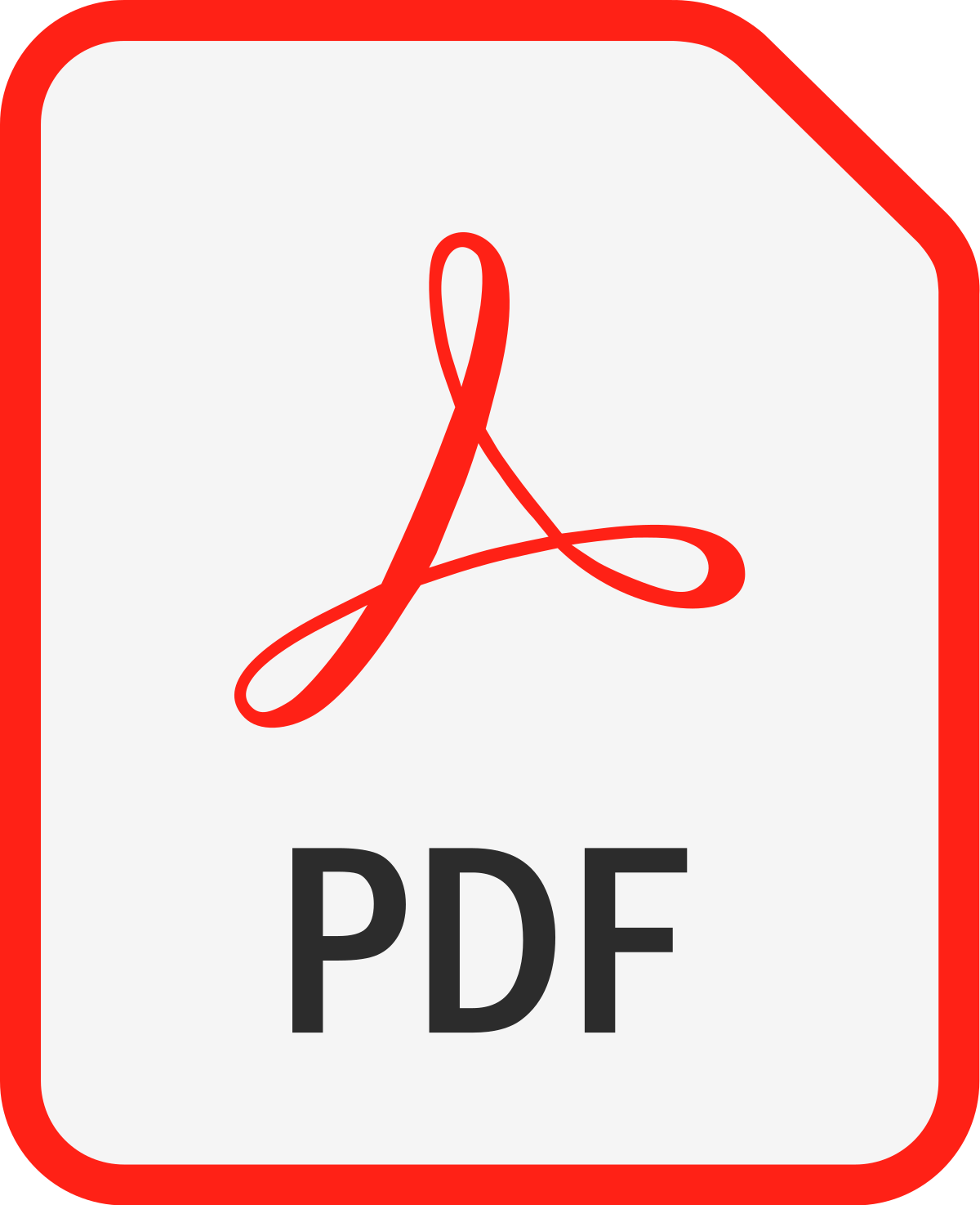 A red and white pdf file icon on a white background