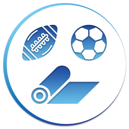 An icon of a football , soccer ball , and yoga mat.