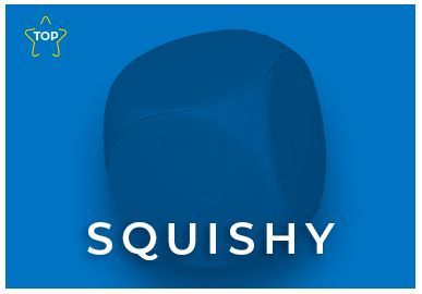 A blue squishy is sitting on a blue surface.