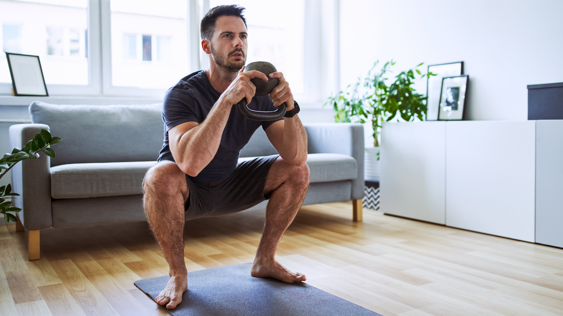 Kettle bell squats at home