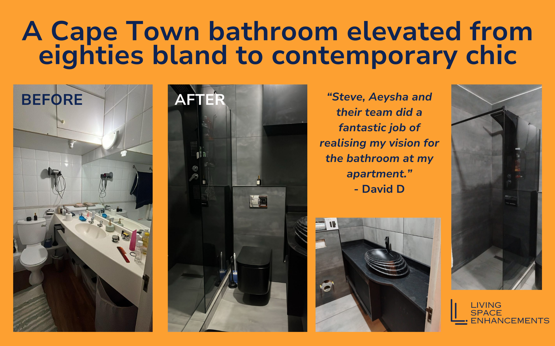 Cape Town Bathroom Renovation, A cape town bathroom elevated from eighties bland to contemporary chic