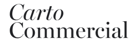 A black and white logo for carto commercial on a white background