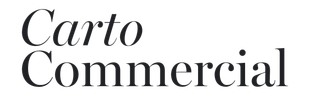 A black and white logo for carto commercial on a white background