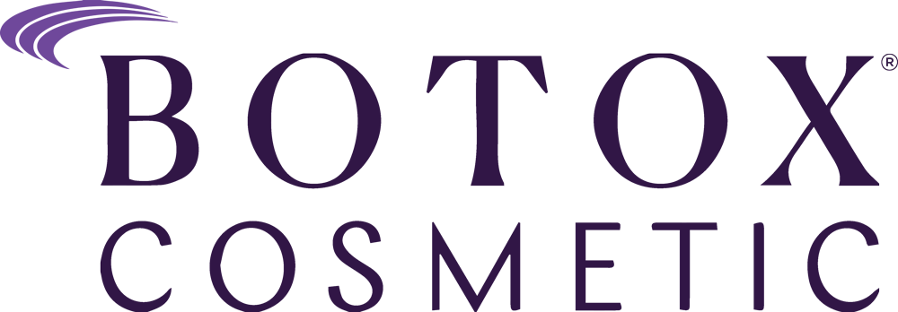 "Botox Cosmetic" logo in purple text, with a swirl design above.