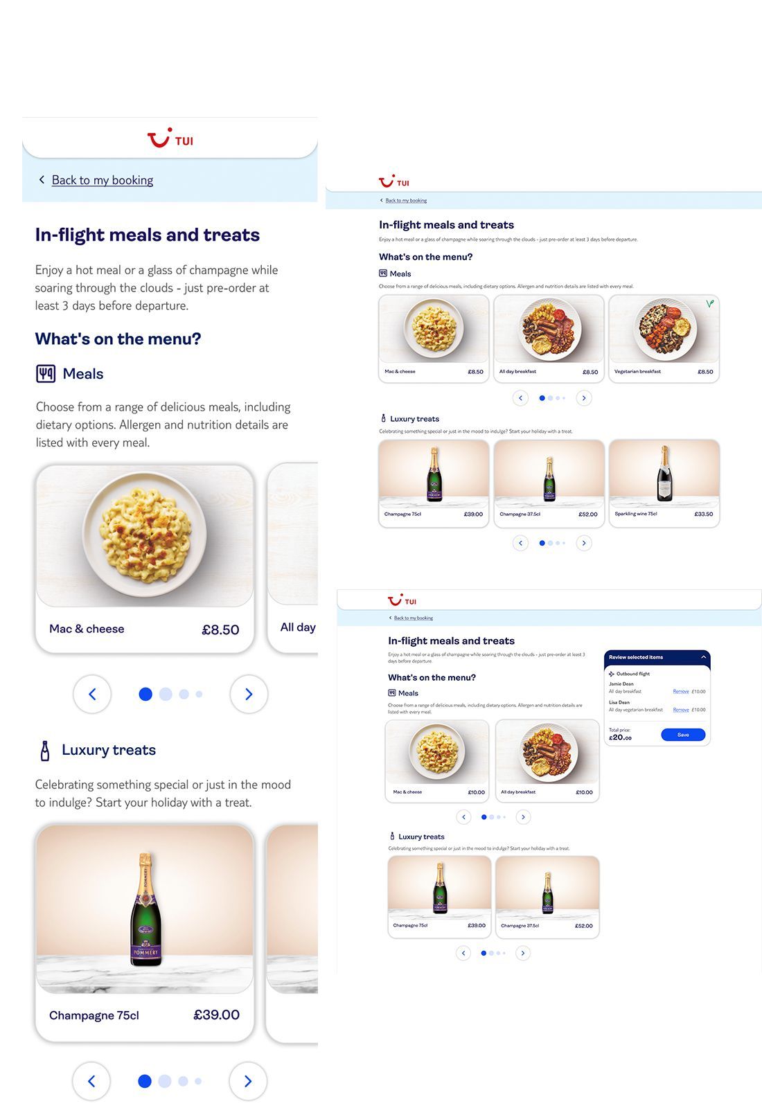 TUI - in-flight meals and treats