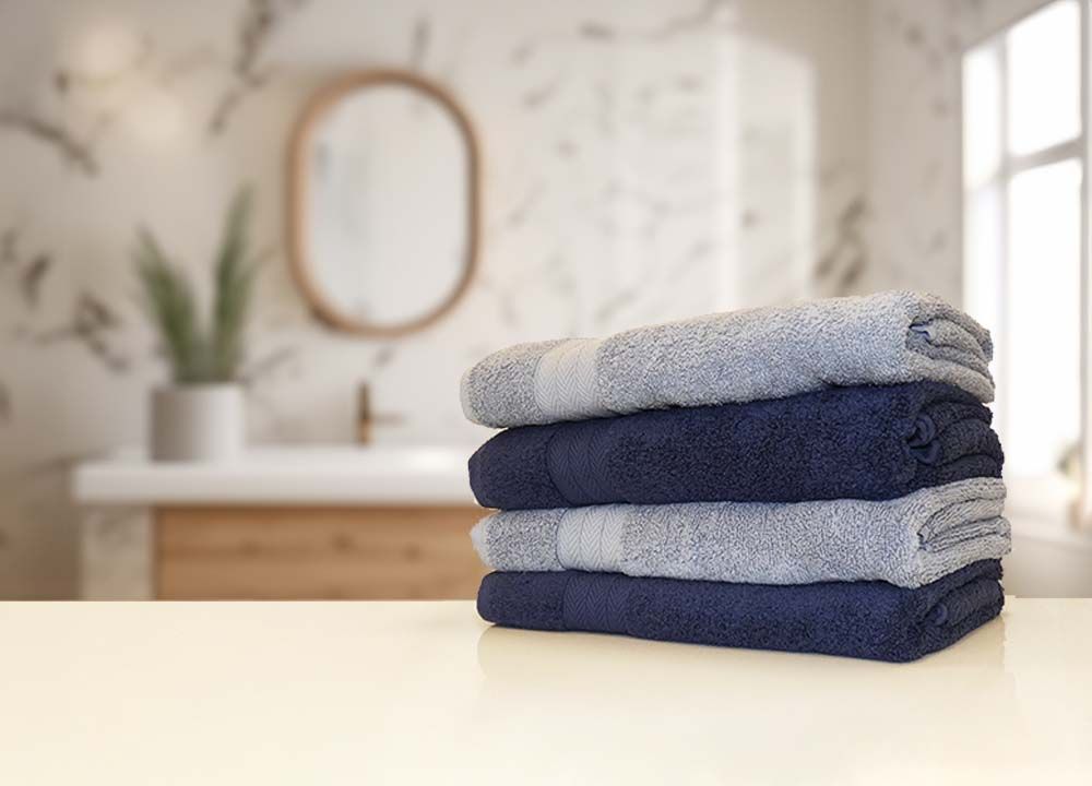450gsm Bale of Bath Sheet towels in Light Blue and Navy